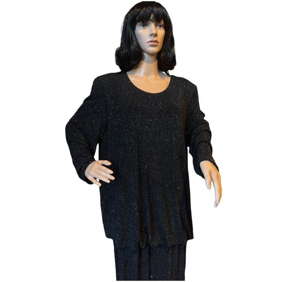 Formal Onyx Nite black pop over shimmering formal drop waist dress size 18 - Picture 3 of 13